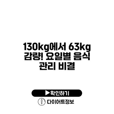 130kg에서 63kg 감량! 요일별 음식 관리 비결