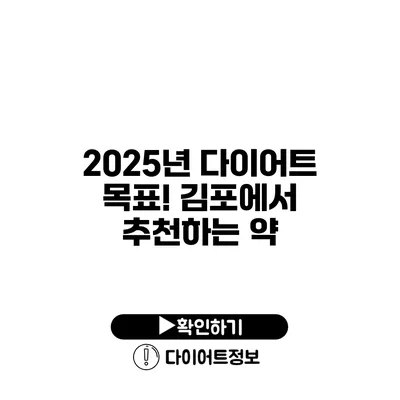 2025년 다이어트 목표! 김포에서 추천하는 약