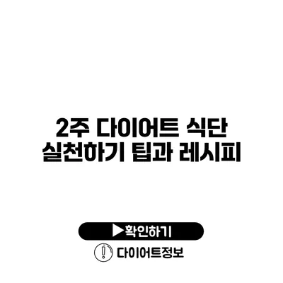 2주 다이어트 식단 실천하기 팁과 레시피