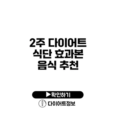 2주 다이어트 식단 효과본 음식 추천