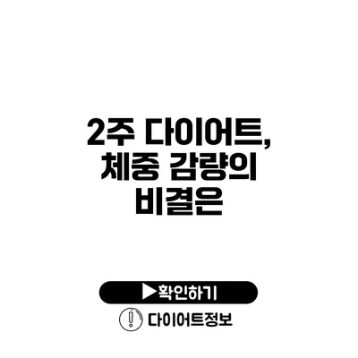 2주 다이어트, 체중 감량의 비결은?