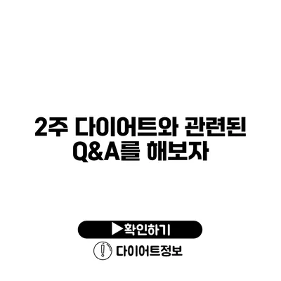 2주 다이어트와 관련된 Q&A를 해보자