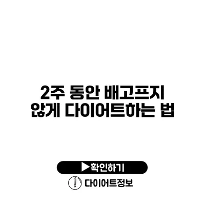 2주 동안 배고프지 않게 다이어트하는 법