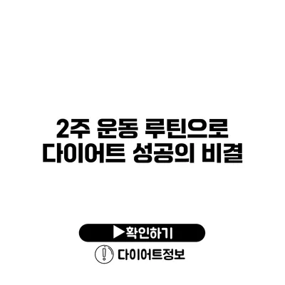 2주 운동 루틴으로 다이어트 성공의 비결