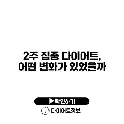 2주 집중 다이어트, 어떤 변화가 있었을까?