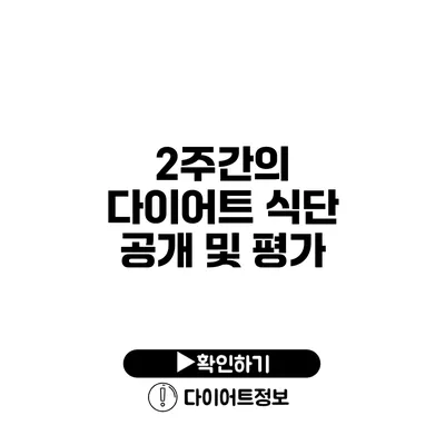 2주간의 다이어트 식단 공개 및 평가