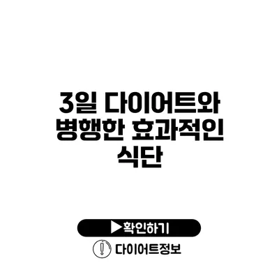 3일 다이어트와 병행한 효과적인 식단