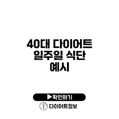 40대 다이어트 일주일 식단 예시