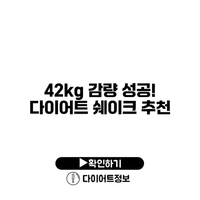 42kg 감량 성공! 다이어트 쉐이크 추천