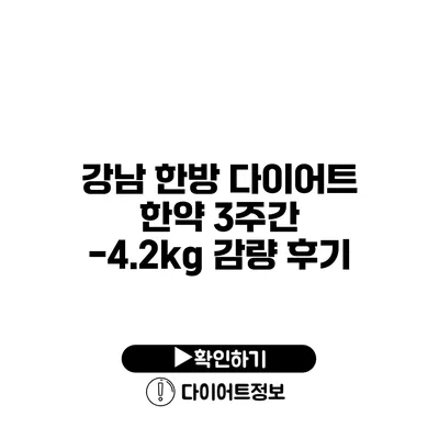 강남 한방 다이어트 한약 3주간 -4.2kg 감량 후기