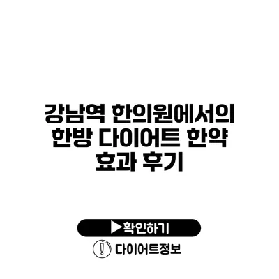 강남역 한의원에서의 한방 다이어트 한약 효과 후기