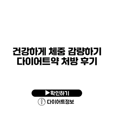 건강하게 체중 감량하기 다이어트약 처방 후기