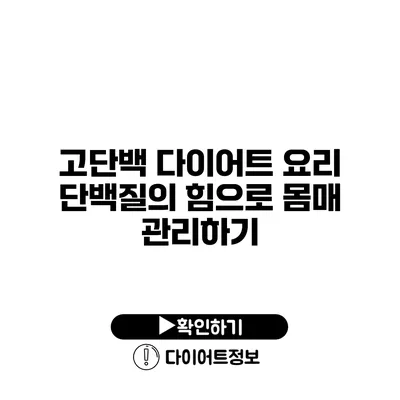 고단백 다이어트 요리 단백질의 힘으로 몸매 관리하기