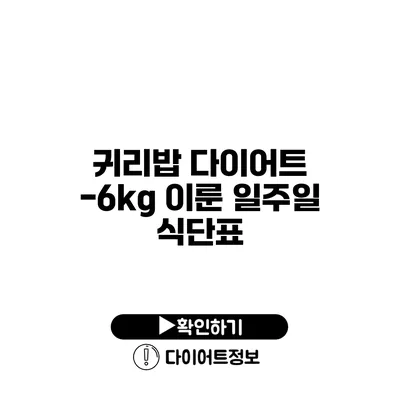 귀리밥 다이어트 -6kg 이룬 일주일 식단표