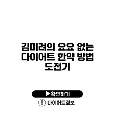 김미려의 요요 없는 다이어트 한약 방법 도전기