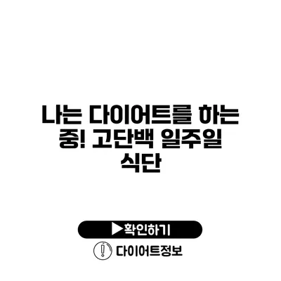 나는 다이어트를 하는 중! 고단백 일주일 식단