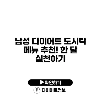 남성 다이어트 도시락 메뉴 추천! 한 달 실천하기