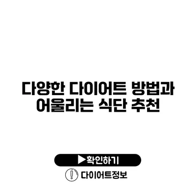 다양한 다이어트 방법과 어울리는 식단 추천