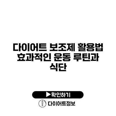 다이어트 보조제 활용법 효과적인 운동 루틴과 식단