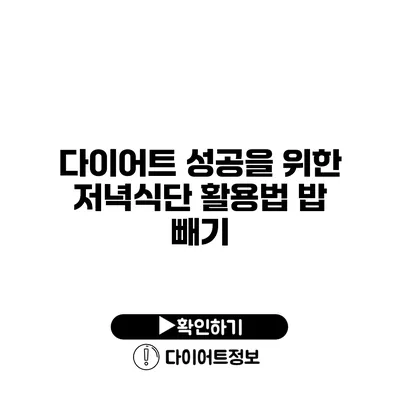 다이어트 성공을 위한 저녁식단 활용법 밥 빼기