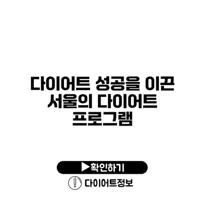 다이어트 성공을 이끈 서울의 다이어트 프로그램