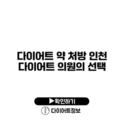 다이어트 약 처방 인천 다이어트 의원의 선택