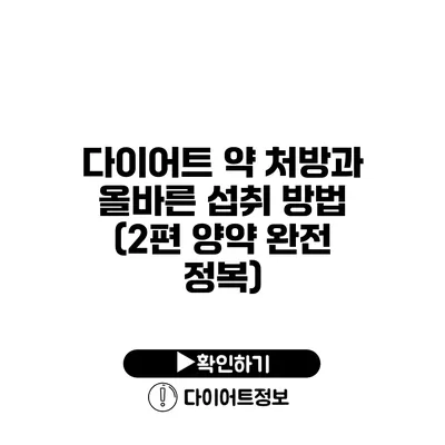 다이어트 약 처방과 올바른 섭취 방법 (2편 양약 완전 정복)