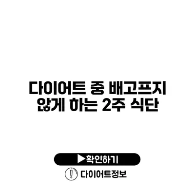 다이어트 중 배고프지 않게 하는 2주 식단