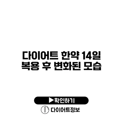 다이어트 한약 14일 복용 후 변화된 모습