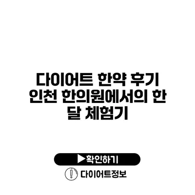 다이어트 한약 후기 인천 한의원에서의 한 달 체험기