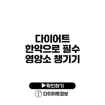 다이어트 한약으로 필수 영양소 챙기기