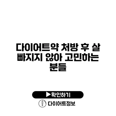 다이어트약 처방 후 살 빠지지 않아 고민하는 분들