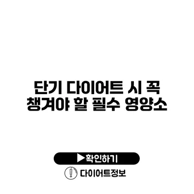 단기 다이어트 시 꼭 챙겨야 할 필수 영양소