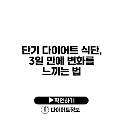 단기 다이어트 식단, 3일 만에 변화를 느끼는 법