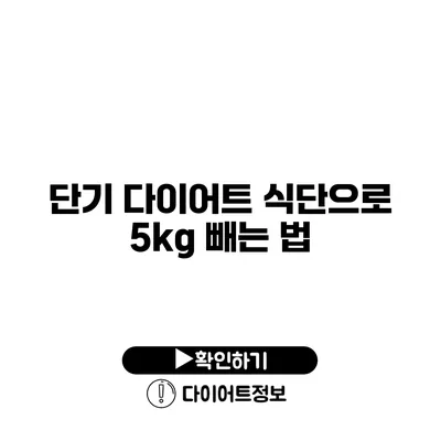 단기 다이어트 식단으로 5kg 빼는 법