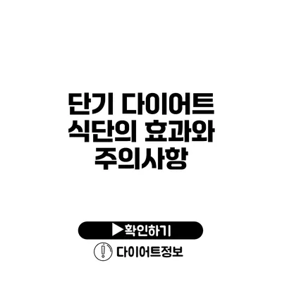 단기 다이어트 식단의 효과와 주의사항