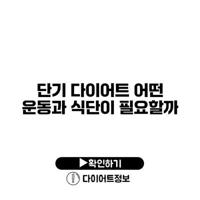 단기 다이어트 어떤 운동과 식단이 필요할까?