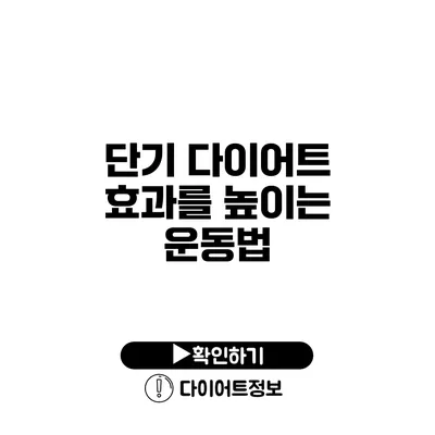 단기 다이어트 효과를 높이는 운동법