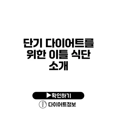 단기 다이어트를 위한 이틀 식단 소개