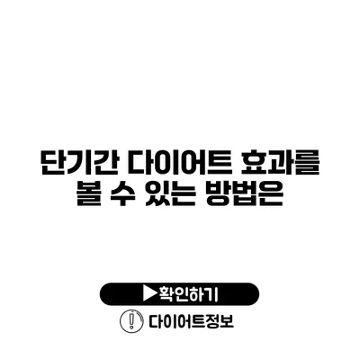 단기간 다이어트 효과를 볼 수 있는 방법은?