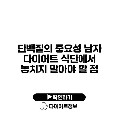 단백질의 중요성 남자 다이어트 식단에서 놓치지 말아야 할 점