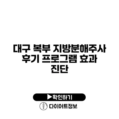 대구 복부 지방분해주사 후기 프로그램 효과 진단