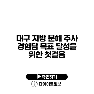 대구 지방 분해 주사 경험담 목표 달성을 위한 첫걸음