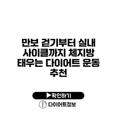 만보 걷기부터 실내 사이클까지 체지방 태우는 다이어트 운동 추천