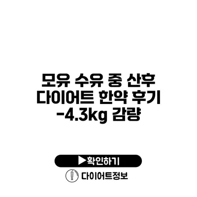 모유 수유 중 산후 다이어트 한약 후기 -4.3kg 감량