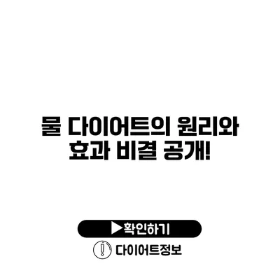 물 다이어트의 원리와 효과 비결 공개!