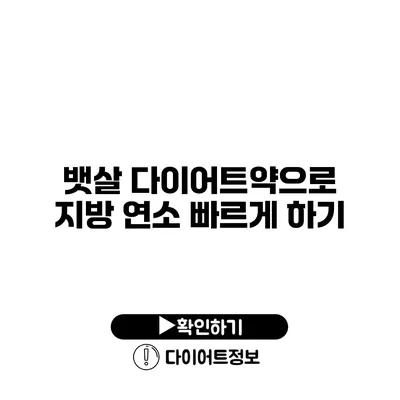 뱃살 다이어트약으로 지방 연소 빠르게 하기