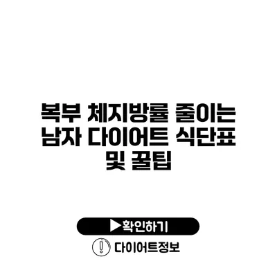 복부 체지방률 줄이는 남자 다이어트 식단표 및 꿀팁