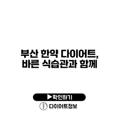 부산 한약 다이어트, 바른 식습관과 함께