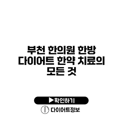 부천 한의원 한방 다이어트 한약 치료의 모든 것